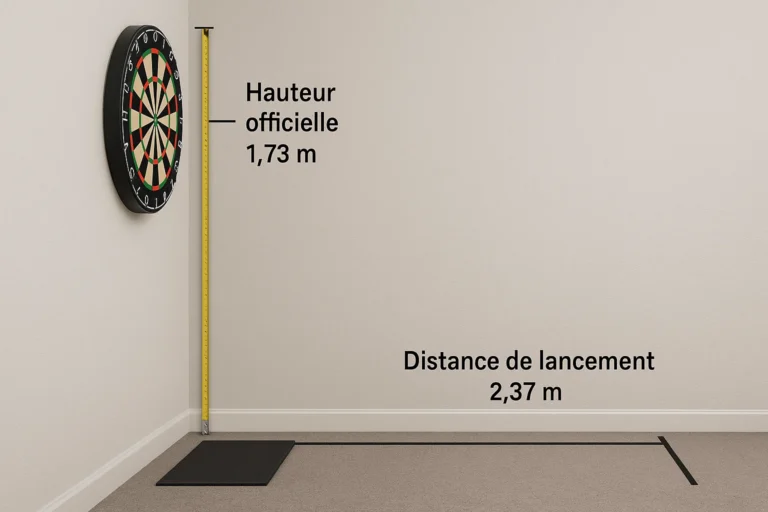 Distance et hauteur entre la cible et le joueur de fléchette