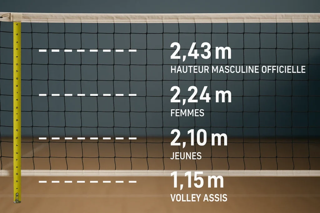 Hauteur du filet de volley par catégorie