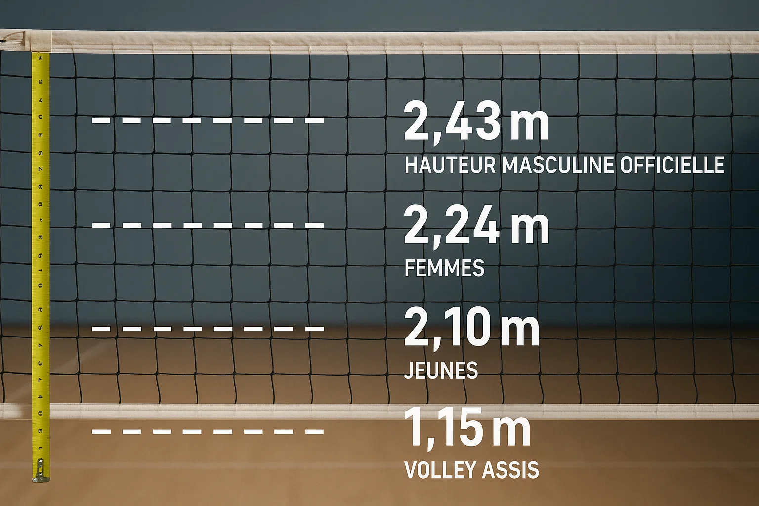Hauteur du filet de volley par catégorie